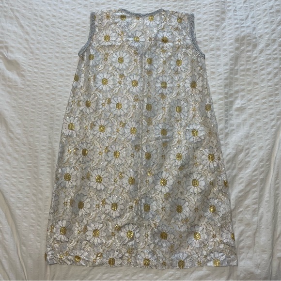 Vintage lace metallic daisy shift dress - Picture 1 of 5